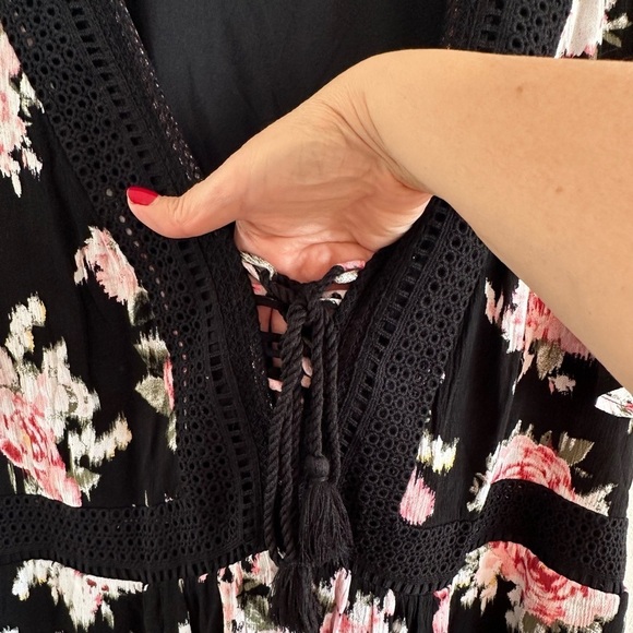 TORRID lace up skater rose floral print gauze woven fabric 2X - Picture 7 of 10